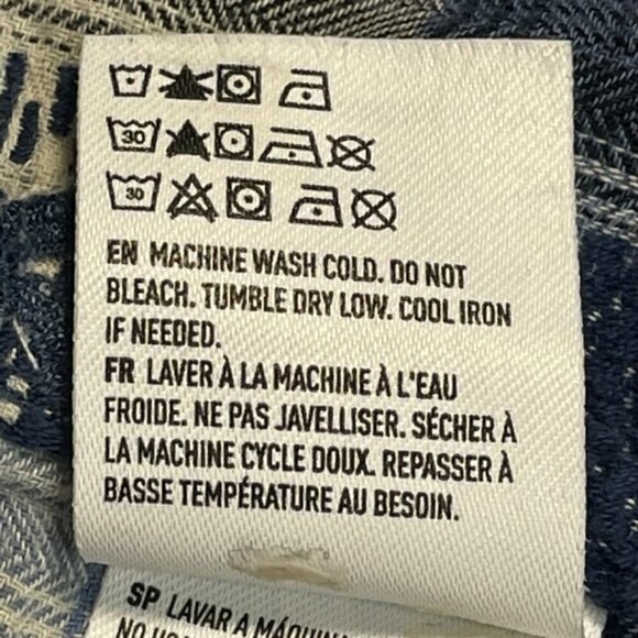 AMERICAN EAGLE Pearl Snap Boyfriend Fit Blue Plaid Shirt - Size XL - Picture 7 of 7